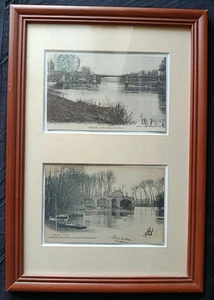 CHELLES (77) – Lot de 2 CPA début 1900 sous Cadre bois  – Le Moulin & Le Port - Picture 1 of 9
