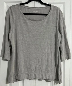 Eileen Fisher Womens M 100% Linen Top Gray 3/4 Sleeve Lightweight Lagenlook Boxy - Picture 1 of 13