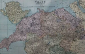 1897 Nordwales große Karte. Anglesey, Caernarvonshire, Conway. 128 Jahre alt. - Bild 1 von 6