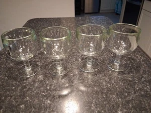 Vintage 70s Clear Heavy Stemmed Beer Goblets/ Dessert Goblets 6" Tall Set Of 4 - Picture 1 of 8