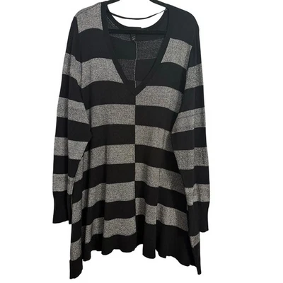 Suéter túnica asimétrico ligero a rayas brillantes Lane Bryant Plus 3X para mujer Foto 1 de 4