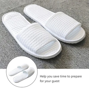 White Non-slip Disposable Slippers for Hotel Salon 3 Pairs Pack - Picture 1 of 12