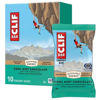 Cool Mint Chocolate with Caffeine Organic Oats Energy Bar - 2.4 oz. (10 Pack) - Image 1 of 4