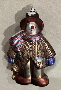 VINTAGE SANTA'S WORLD KURT ADLER J2888 SNOWMAN W/ DOG 7.5" CHRITMAS ORNAMENT  - Picture 1 of 7
