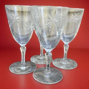 Libbey Kerzenlicht geätzt große Weingläser Kelche Starburst 4er Set Vintage 1930 - Bild 1 von 7
