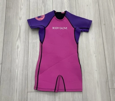 Nuevo con etiquetas Body Guante Niño Talla Mediana Brazo Corto Traje de neopreno Rosa Púrpura Cremallera Surf Foto 1 de 3