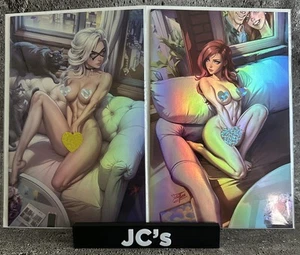 ARTIST ALLEY COMICS MULTIVERSE SAGA DHAXINA BLACK CAT/MARY JANE FOIL NAUGHTY SET - Picture 1 of 2