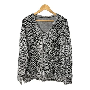 Joan Vass Snakeskin Print Cardigan Tank Top Set Cotton Women Size Large Petite - Picture 1 of 9