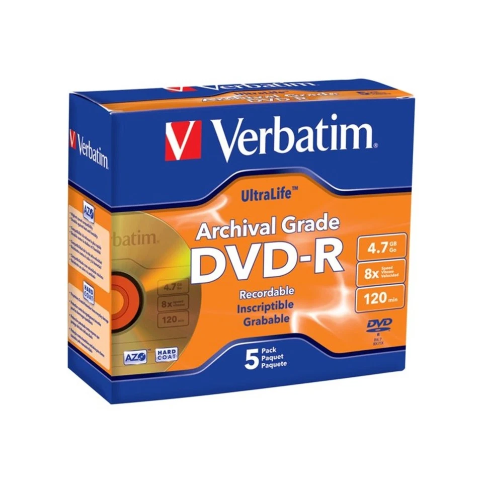 Verbatim Americas Llc 96320 Dvd-R 4.7Gb 16X Ultralife Gold Archival Grade 5Pk - Image 1 of 1