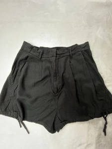 Pantalones Cortos All Saints Amara Mujer M Negro Mezcla de Lino Bolsa de Papel Cintura - Imagen 1 de 10