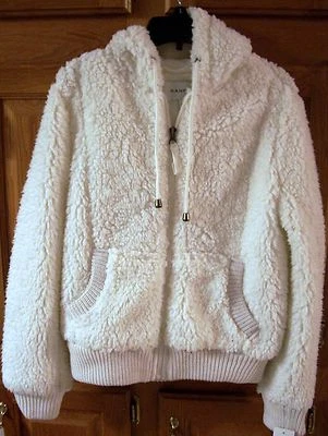 Sudadera con capucha Hannah nueva con etiquetas, marfil de piel sintética y tejido, talla pequeña para niña    Foto 1 de 4