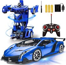 Remote Control Transform Robot Car Toy for Kids with Dazzling Light 360°Rotating