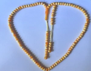 Orange Tasbih Rosary New Tasbeeh MISBAHA WORRY 99 BEADS With 2 Counter Beads - Photo 1 sur 5