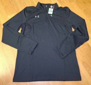 $50 Under Armour UA Boys Youth Large YLG 1/4 Zip Black Jacket 1314642-001 NWT - Picture 1 of 2