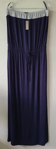 J. Maxi Vestido Largo CREW Sin Tirantes Bloques de Color Bolsillos Elastizado Grande Preppy - Imagen 1 de 12