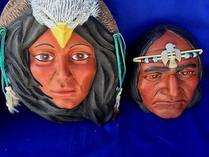 Native American Creek Indian Cheyenne MASKS Iroquois Pocahontas Hiawatha Chief - Picture 1 of 10