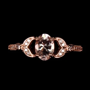 925 Anillo Plata de Ley Ovalado Rosa Morganita 7x5mm Gema Natural Joyería - Imagen 1 de 10