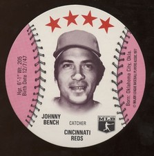1977 Dairy Isle Disc, Johnny Bench, NrMt condition