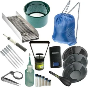 Kit de barrido de oro de 22 piezas 12" 10" 8" sartenes de oro negro mini caja de esclusas y recuperación de oro - Imagen 1 de 1