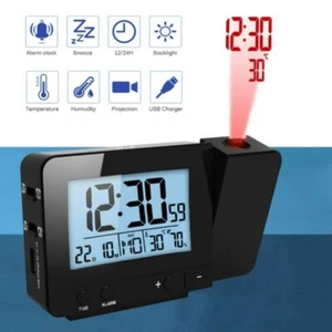 Digital Projektionsuhr Projektionswecker Wecker mit Temperatur Luftfeuchtigkeit - Bild 1 von 17