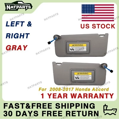 Pair Gray  Sun Visor W/ Light Fits for 08-17Honda Accord 83280-TA5-A51ZA - Image 1 of 4