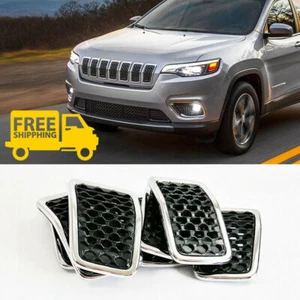 Chrome Ring+Black Mesh Front Grille Insert Accessories fit Jeep Cherokee 2019-23 - Picture 1 of 10