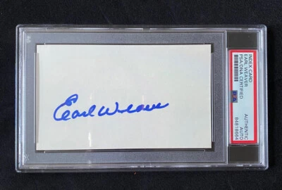 Earl Weaver Baltimore Orioles HOF Signed 3x5 Index Card ~ PSA/DNA Auth Slab - Image 1 of 4