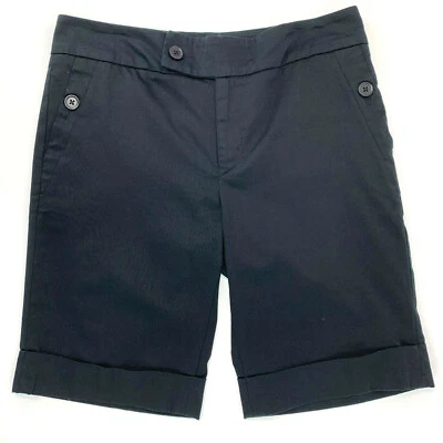 Pantalones Cortos Jennifer & Grace Mujer Talla 6 Puños Bermudas Informales Frente Plano Negros Foto 1 de 4