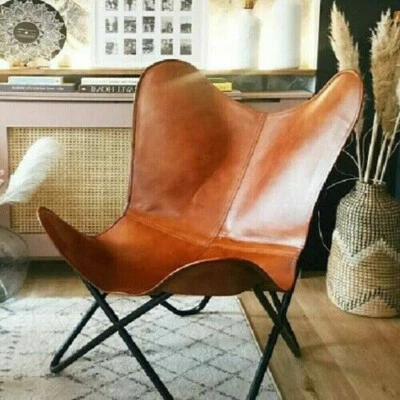 New Relaxing Leather Butterfly Chair with Folding Iron Frame Vintage - Image 1 of 4