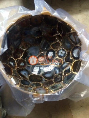 Black Agate Stone Wash Basin Sink Random Handmade Art Bathroom & Kitchen Decor - Image 1 of 4