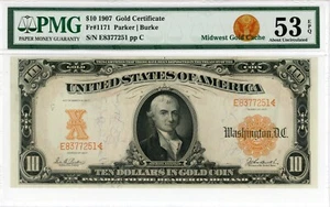1907 $10 Gold Certificate Fr#1171 Parker | Burke 53 EPQ PMG 1888553-087 - Picture 1 of 2