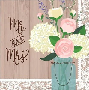 Rustic Wedding Bridal Shower Anniversary Party Paper Luncheon Napkins MR. & MRS. - Picture 1 of 1