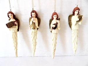 4 Angel Musical Christmas Tree Ornaments Icicles Icicle Resin 6" - Picture 1 of 7