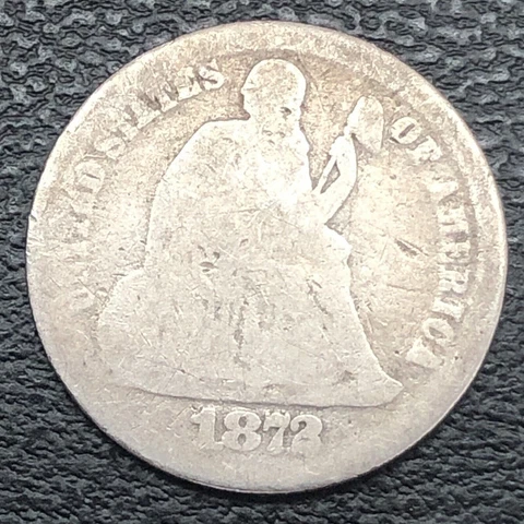 1872 Seated Liberty Dime 10c Circulated #32718 Cover