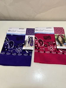 Styled Basics Bandanas “Easy To Personalise”NEW X2 Purple & Pink 55.9cmx55.9cm - Picture 1 of 7