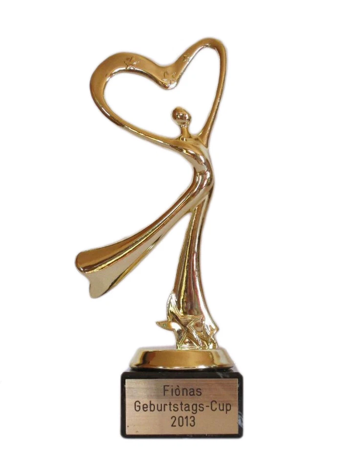 MARKENLOS Geschenk-Pokal (Herz Dame) mit Ihrem Wunschtext graviert (F198)