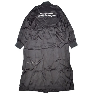 Новый с Ярлыками Comme Des Garcons черный CDG логотип S/S 1986 длинный атласный персонал пальто L подлинный - Изображение 1 из 4