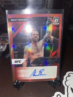 2022 Donruss Optic UFC Matt Brown Signature Series AUTO Red /49 - Image 1 of 2