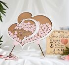 Personalised Wedding Party Guest Book Alternative Wooden Hearts Drop Jar Box