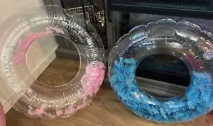Anillo de natación de 2 piezas de pluma. Rosa y azul - Imagen 1 de 8
