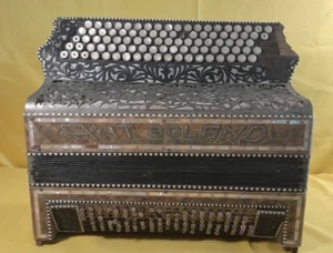 ANTIQUE Mother of Pearl BUTTON ITALIAN ACCORDION R.BOLAND - Picture 1 of 21