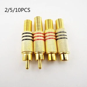 Gold Plated Audio RCA Male Female Connectors Plug Jack Solder AV Cable Adapter - Picture 1 of 8
