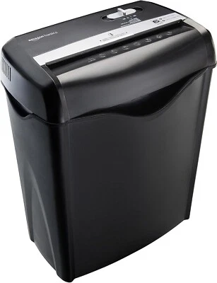 AMAZONBASICS Cross Cut Paper Shredder Amazon Basics 6 Sheet 14.38L Home Office Shredder Black