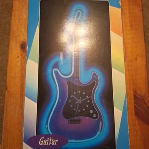 Vintage Neon Lighted Guitar Clock Design Wall Hanging Neon Guitar 29” - Picture 1 of 15