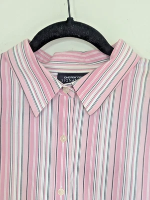Jones New York Signature Women Striped Button Shirt Size 2X Pink Cotton Office - Image 1 of 4