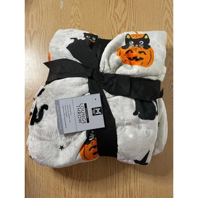 "Nuevos gatos 🐈‍⬛ calabazas 🎃 estampado Halloween 👻 manta polar salón 60""x70""" Foto 1 de 4