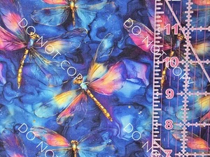100% Cotton Woven Novelty Fabric Dragonfly By The 1/4 Yard 9x56 - Picture 1 of 2