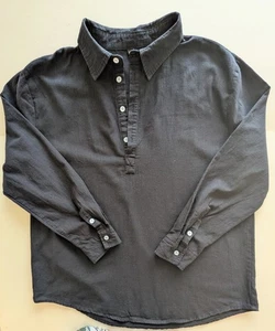 Linen Summer Boho Style Relaxed Black Shirt Size XXL - Picture 1 of 7