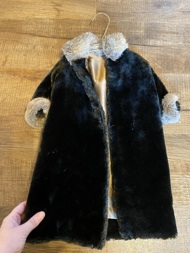 Antique Baby Fur Trimmed Coat with Mink Collar - Image 1 of 4