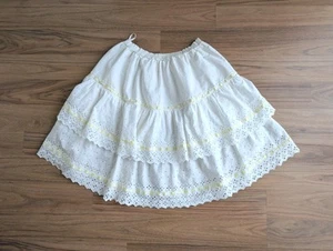 Vintage Handarbeit weiß Baumwolle Ösen Spitze Prärie Petticoat Rüschenrock Gr. S B7 - Bild 1 von 11